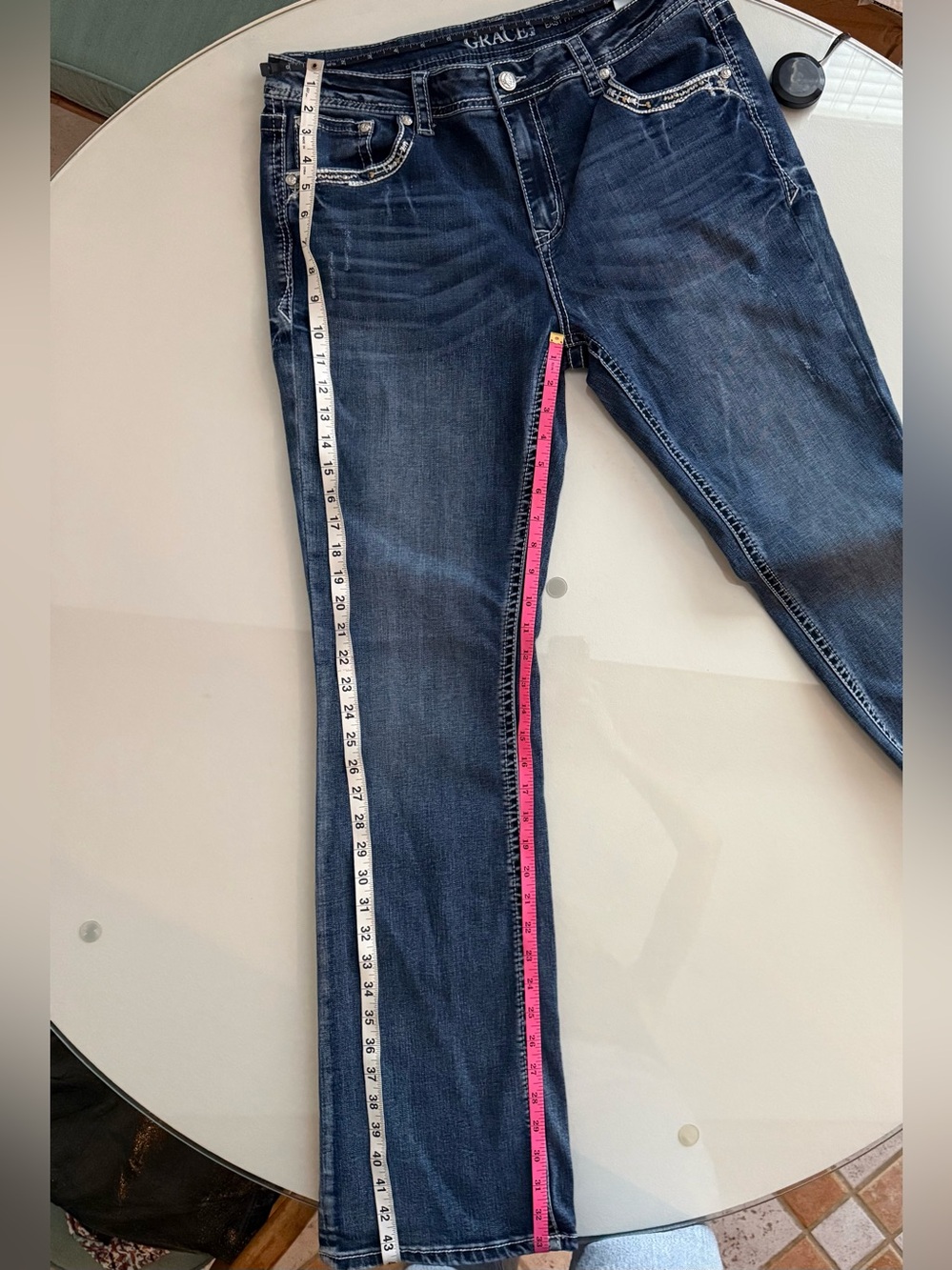 Grace in LA Embellished Bootcut Jeans Size 33 - Picture 6 of 6